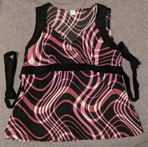 Fashion Bug Pink, Black, White Swirl Pattern Tank